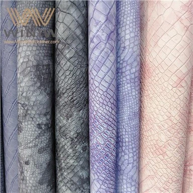 エンボス加工フェイク Pu レザー生地ワニ革